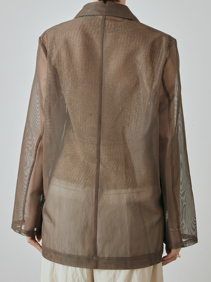 [予約]メッシュテーラードジャケット/モカ