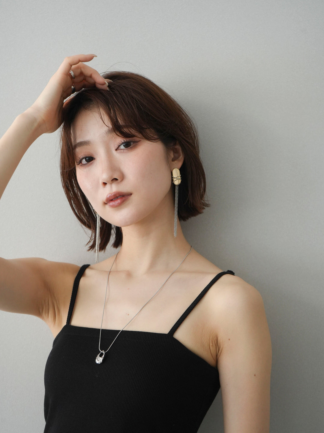 [予約]ロングチェーンモチーフピアス/mix