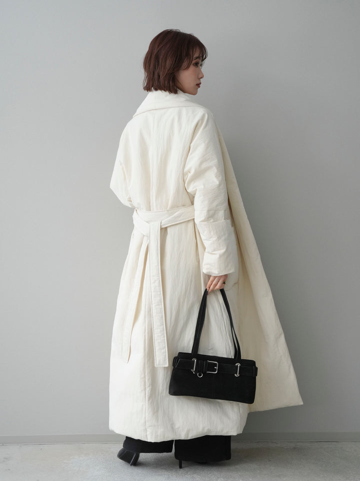 [SET]ロングダウンコート+ベルト付起毛コクーンパンツ(2set)