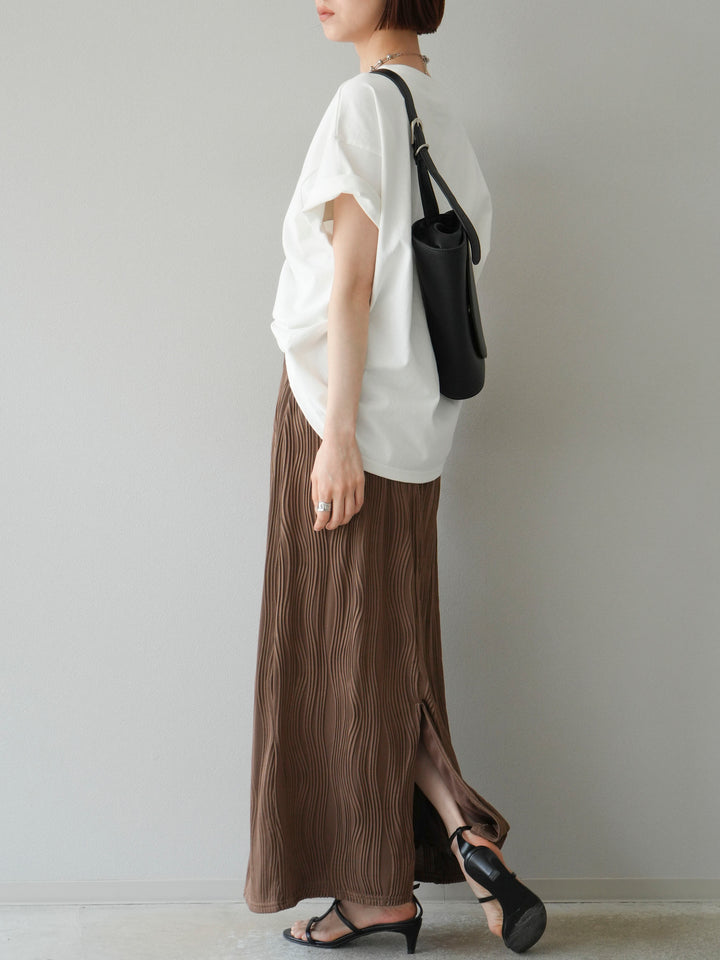 [予約]ウェーブパイピングタイトスカート/ブラウン