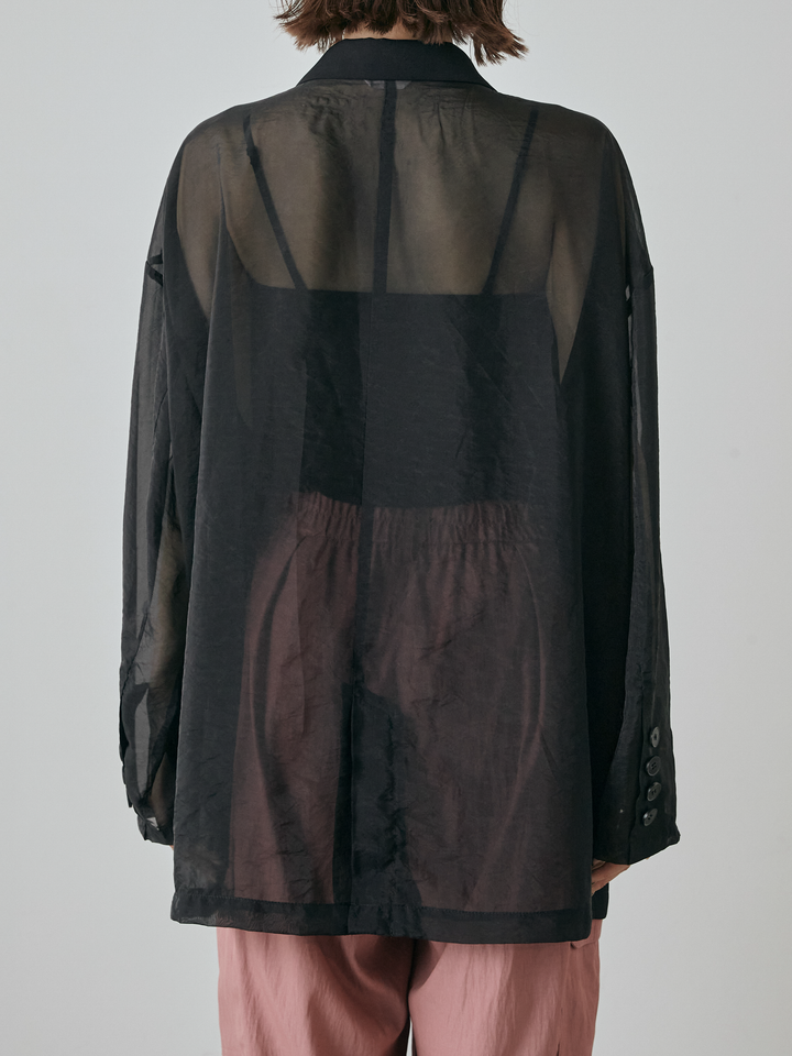 【預購】透視剪裁西裝外套/黑色