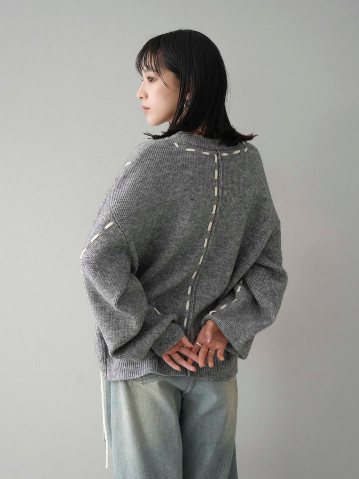 [預訂] 針織設計套頭衫/灰色