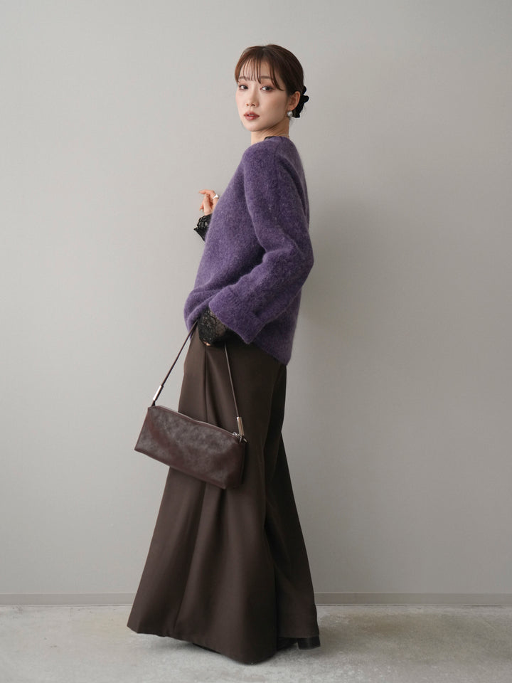 [予約]アンゴラタッチクルーネックニットプルオーバー/purple