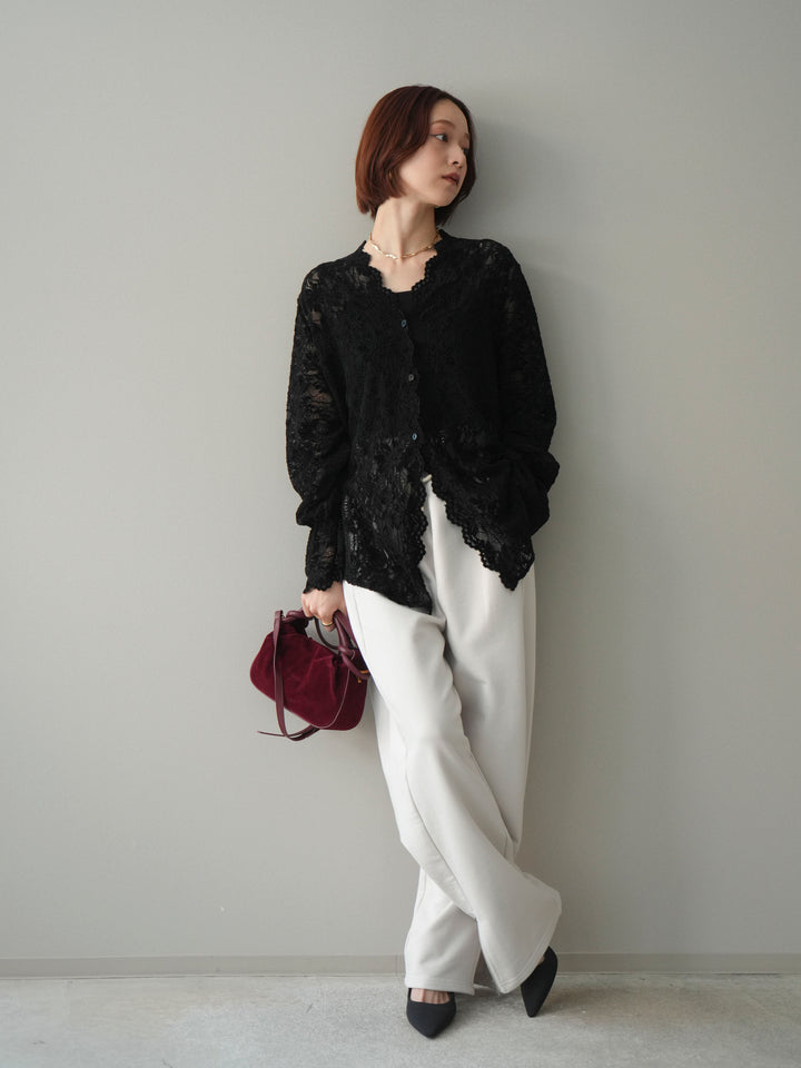 [予約]裾ZIPスエットワイドパンツ/ivory