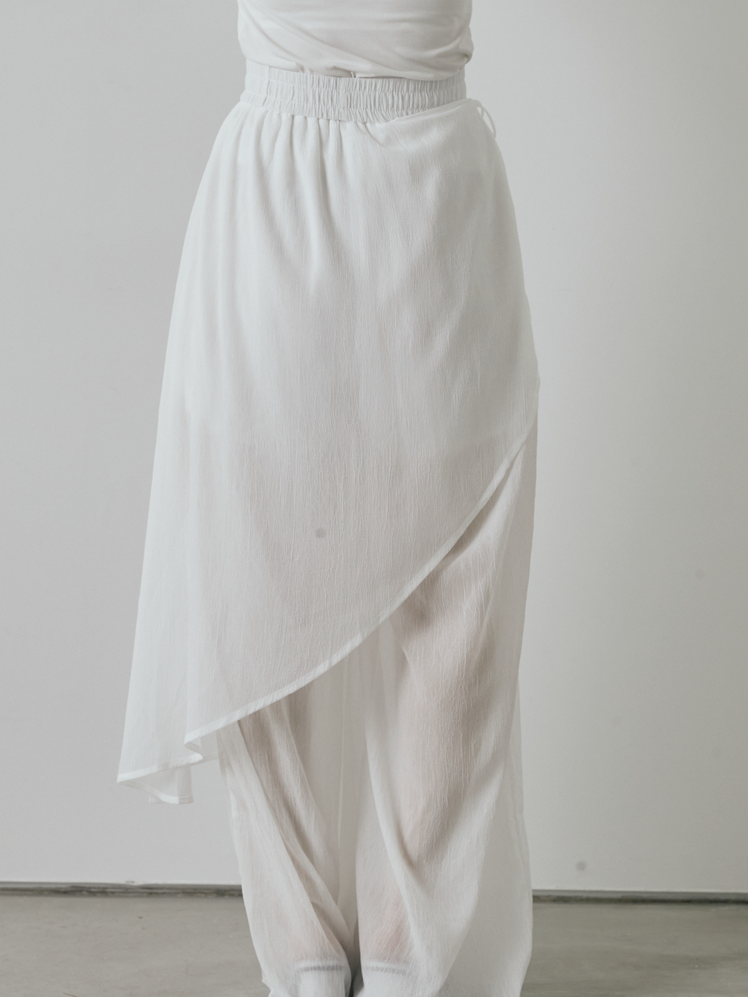 [予約]シアーワッシャーラップデザインパンツ/ホワイト
