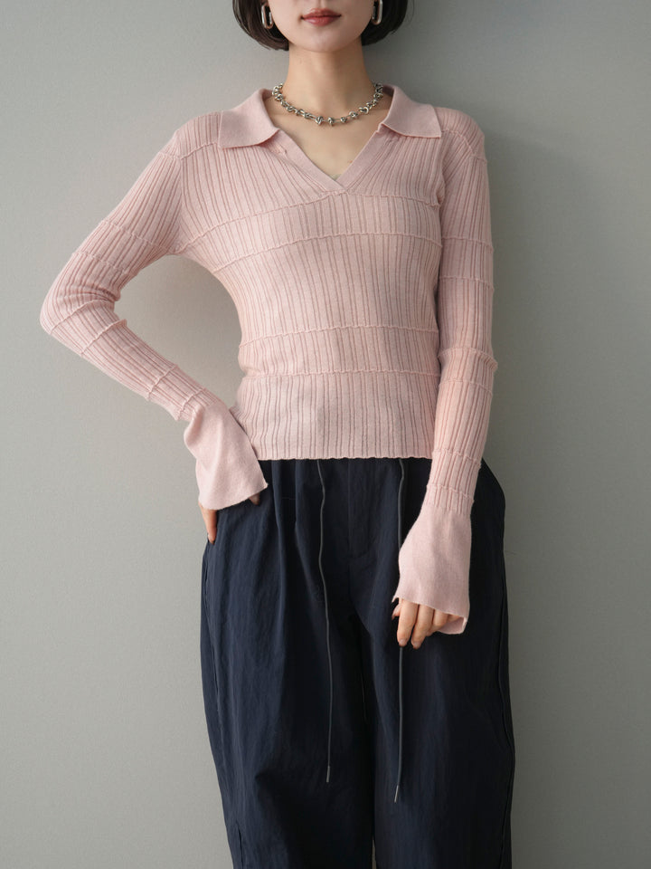 [予約]シアーリブスキッパーニットトップス/pink