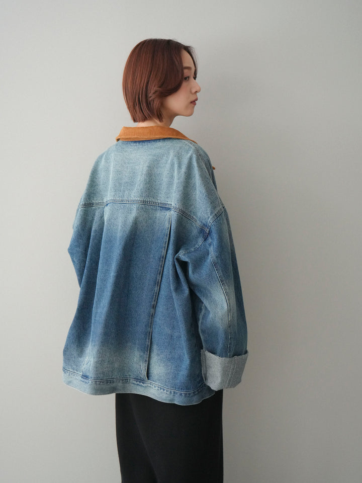 [SET]2WAYニットワンピース+コーデュロイ×デニムミドルジャケット(2set)