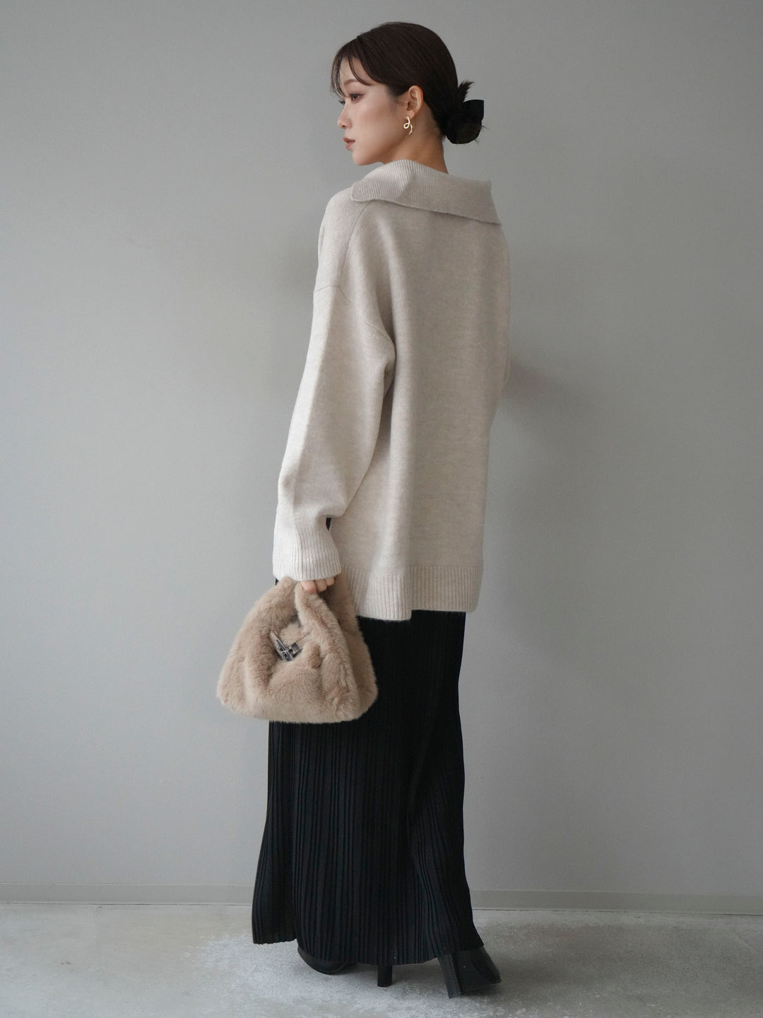 [予約]プリーツIラインスカート/black