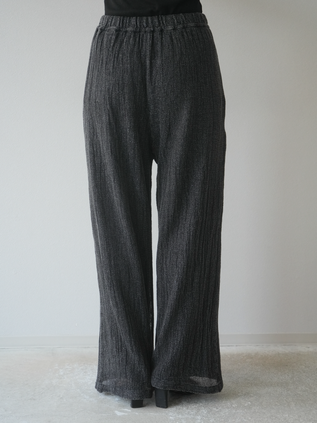 [予約]コットンラメメッシュイージーパンツ/グレー