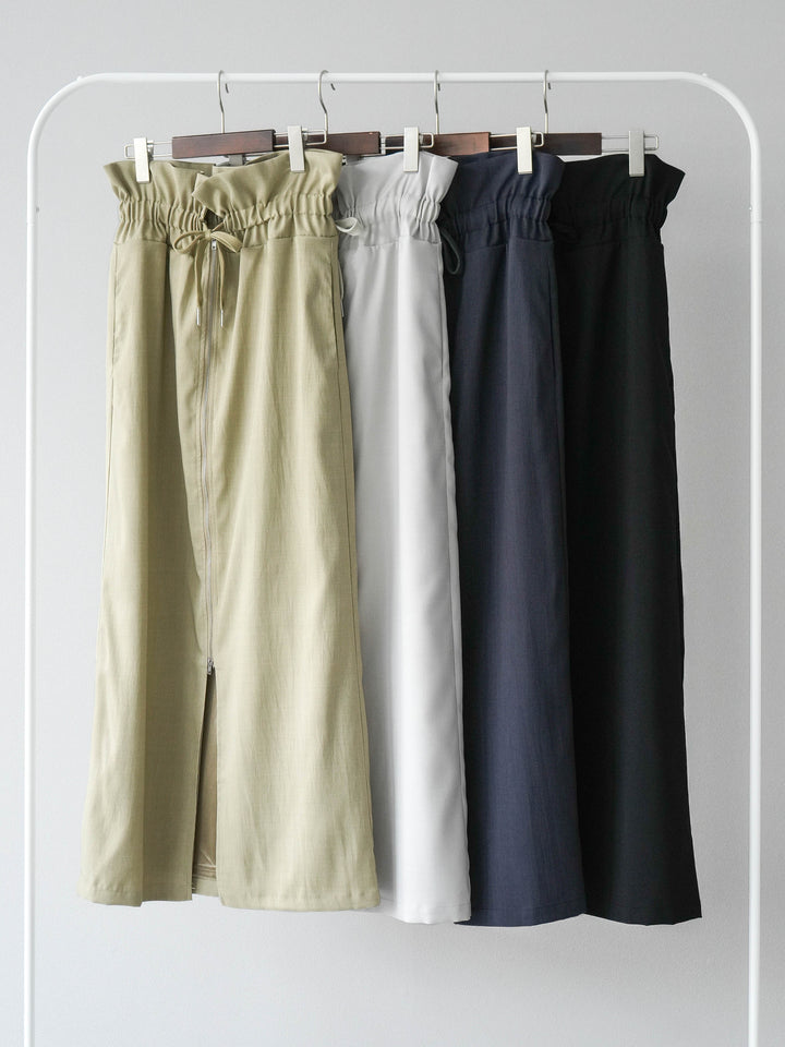 [SET]シアーチェックノースリーブシャツ+ヘザーエステルギャザージップスカート(2set)