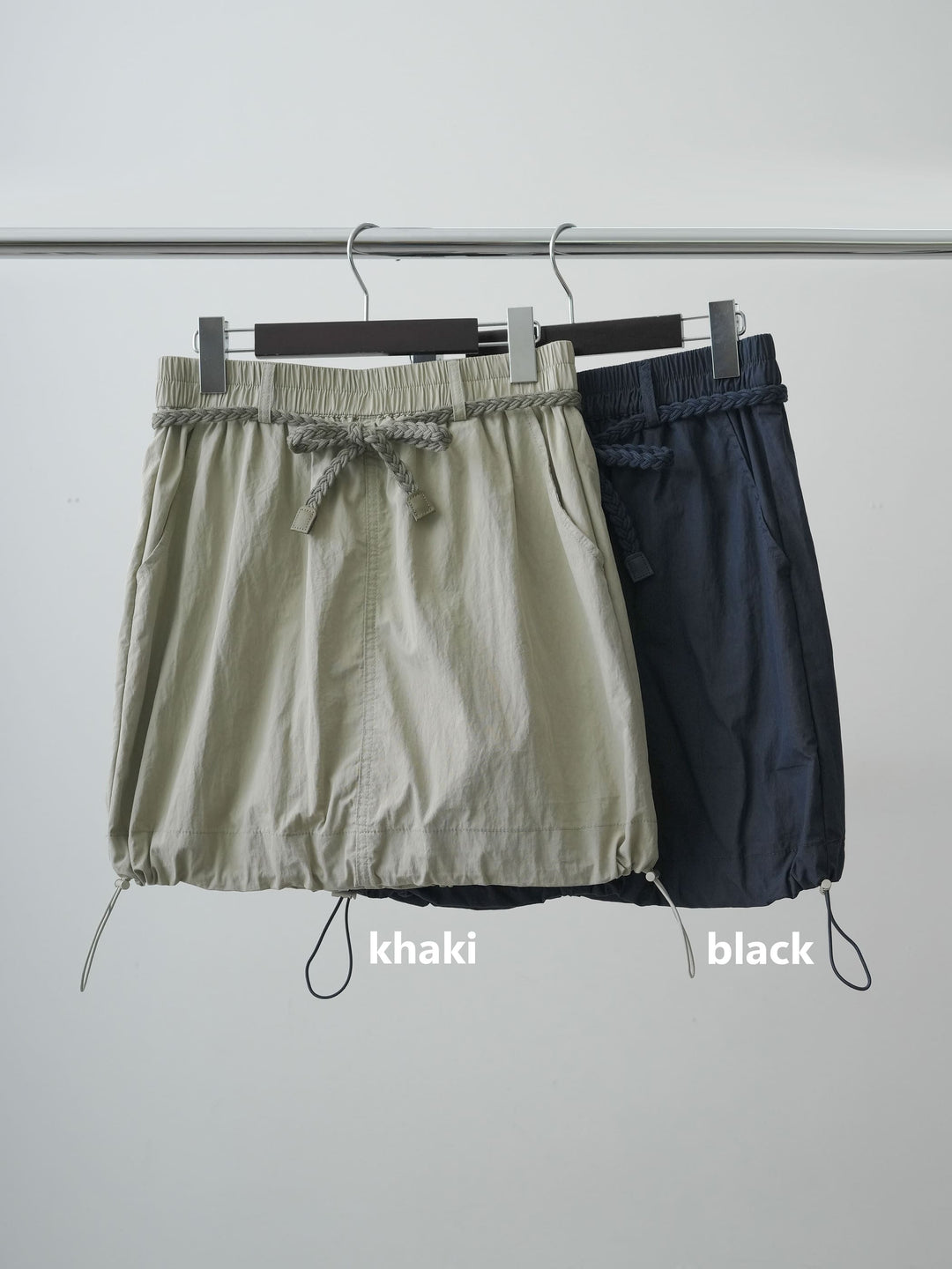 [SET]ベルト付ドローコードバルーンミニスカート+ベルト付ドローコードバルーンミニスカート(2set)