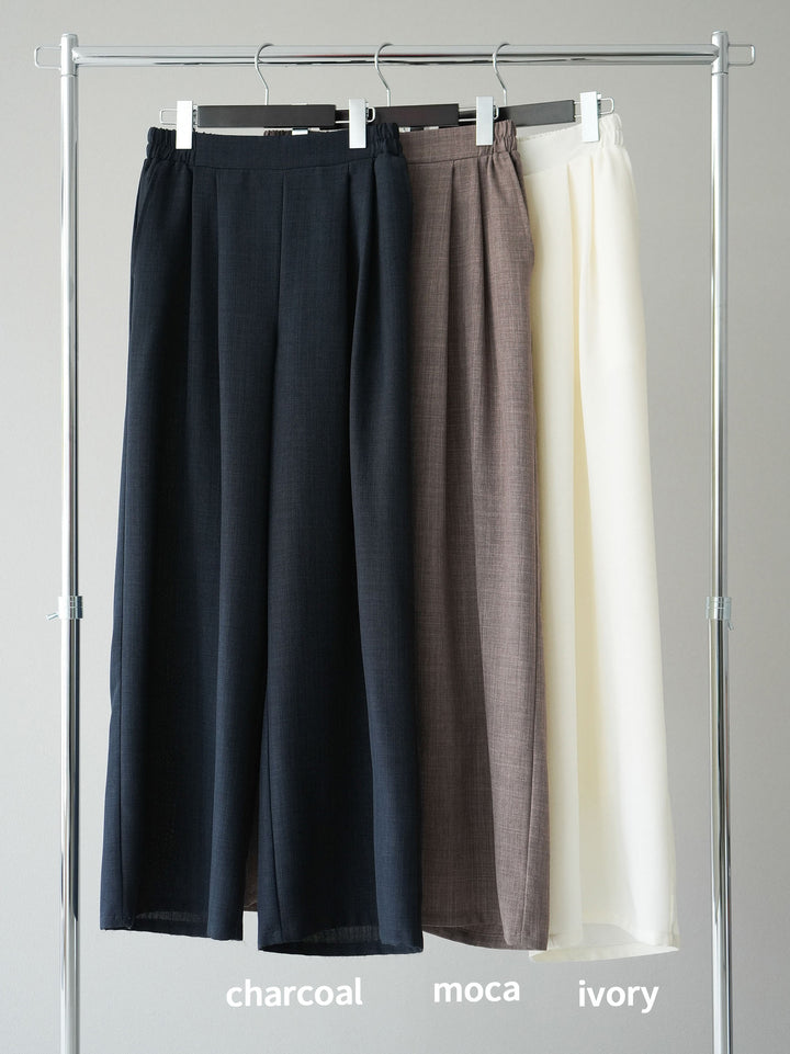 [SET]ポンチョショートシャツ+リネンライクイージーワイドパンツ(2set)