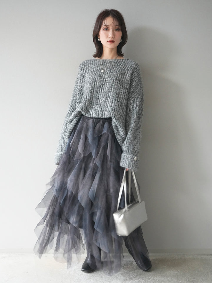 [予約]ラメミックスシャギーニットプルオーバー/darkgray
