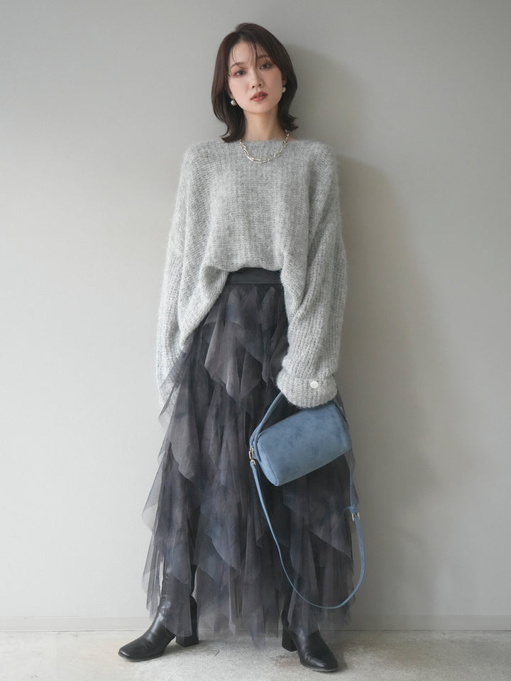 [予約]ラメミックスシャギーニットプルオーバー/lightgray