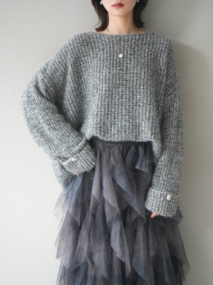 [予約]ラメミックスシャギーニットプルオーバー/darkgray