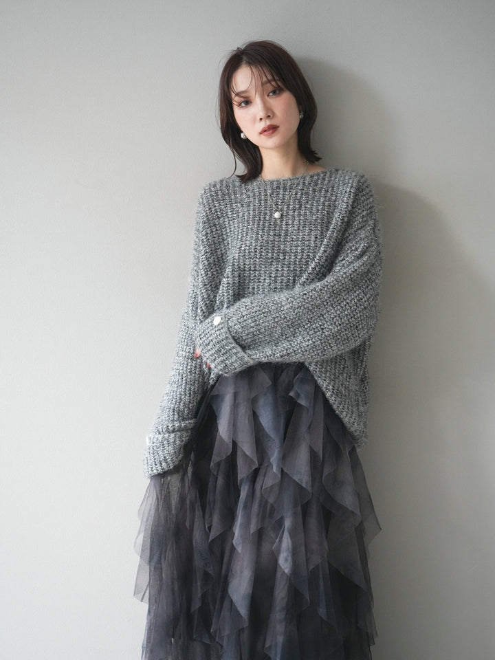 [予約]ラメミックスシャギーニットプルオーバー/darkgray