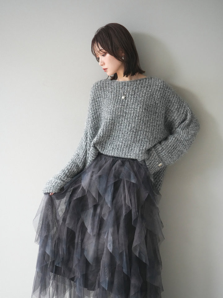 [予約]ラメミックスシャギーニットプルオーバー/darkgray