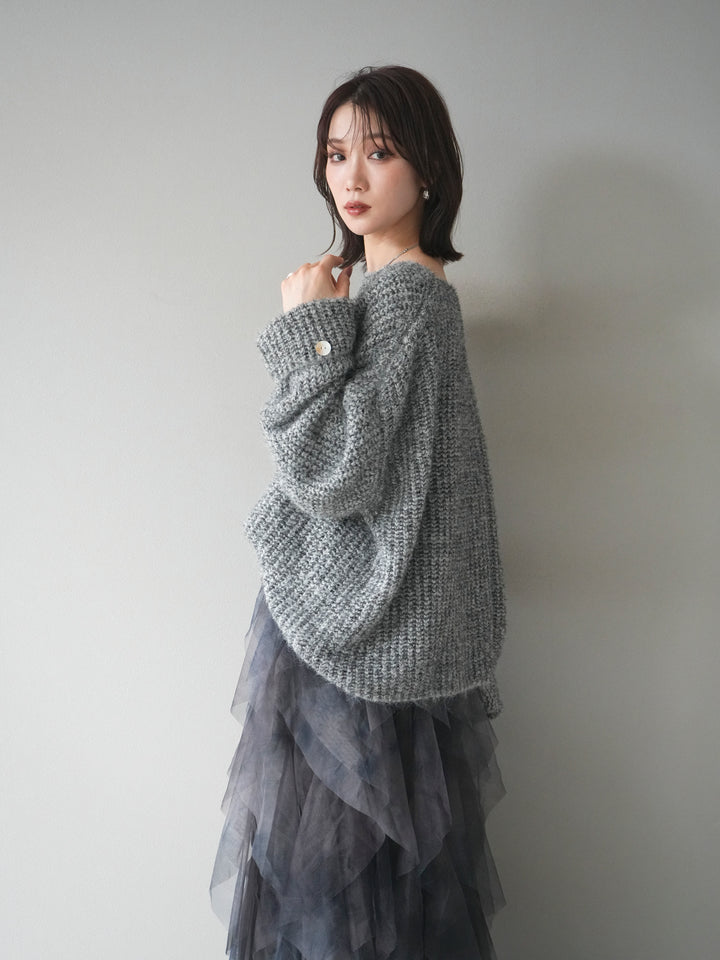 [予約]ラメミックスシャギーニットプルオーバー/darkgray