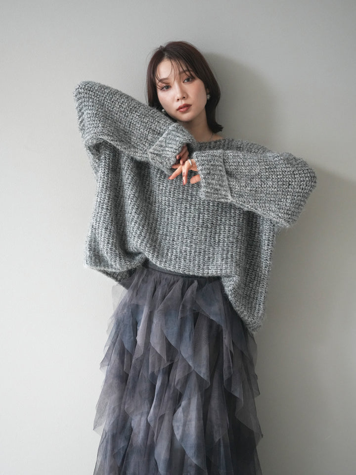 [予約]ラメミックスシャギーニットプルオーバー/darkgray