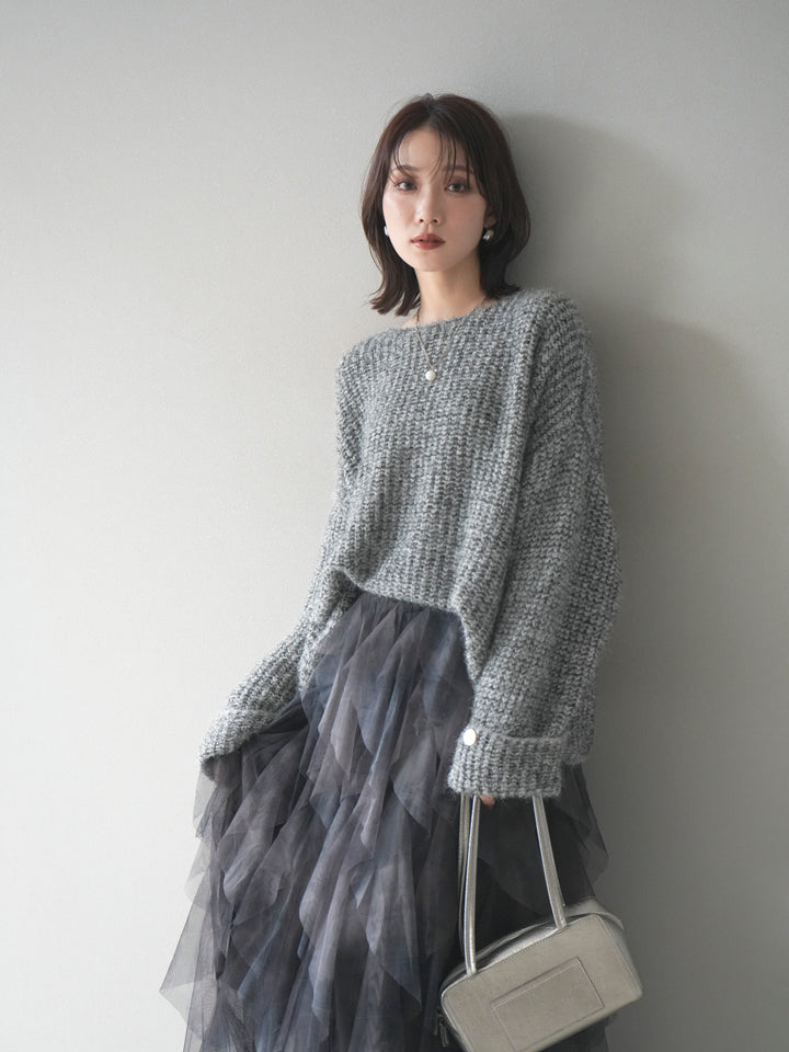 [予約]ラメミックスシャギーニットプルオーバー/darkgray