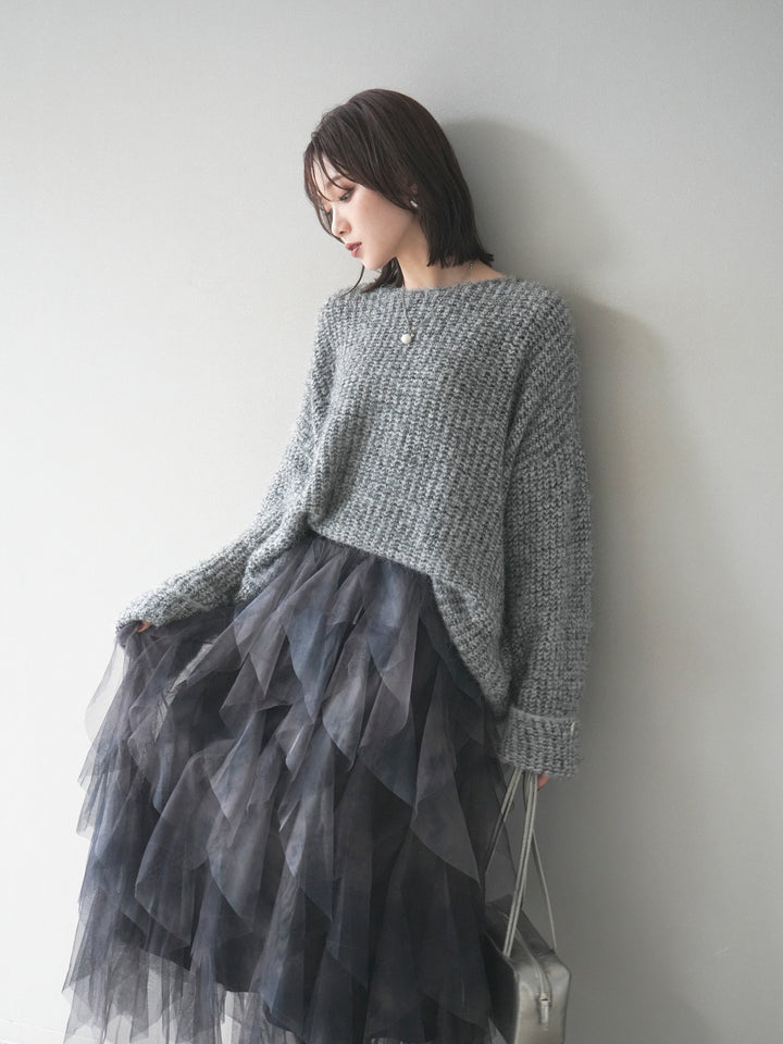 [予約]ラメミックスシャギーニットプルオーバー/darkgray