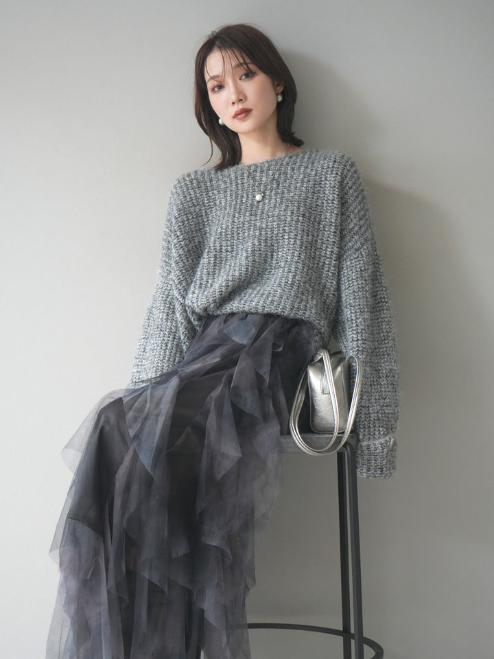 [予約]ラメミックスシャギーニットプルオーバー/darkgray