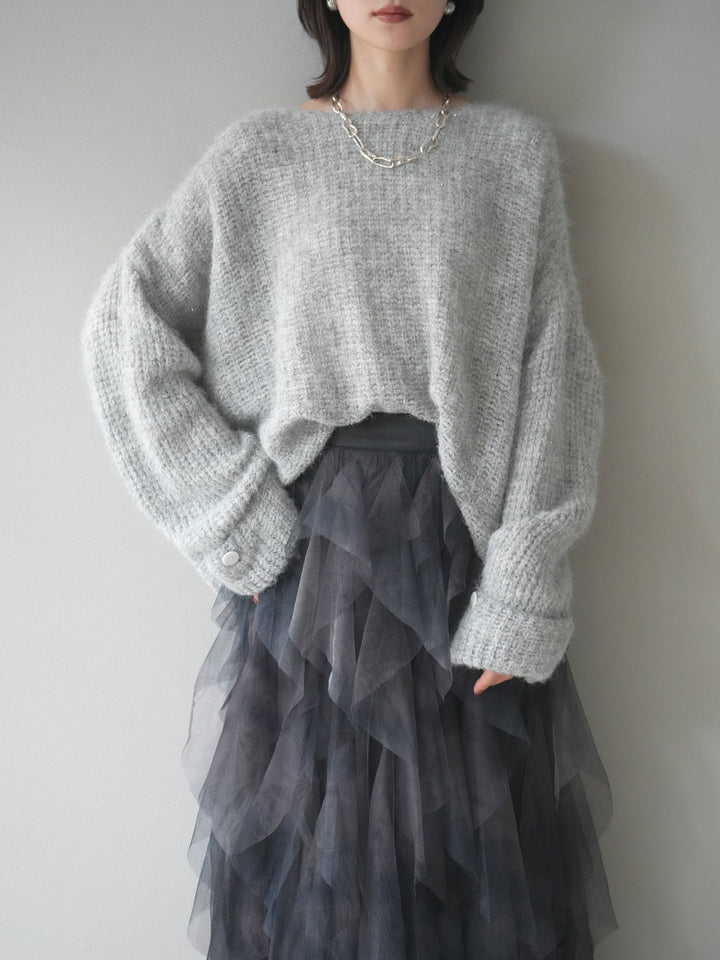 [予約]ラメミックスシャギーニットプルオーバー/lightgray