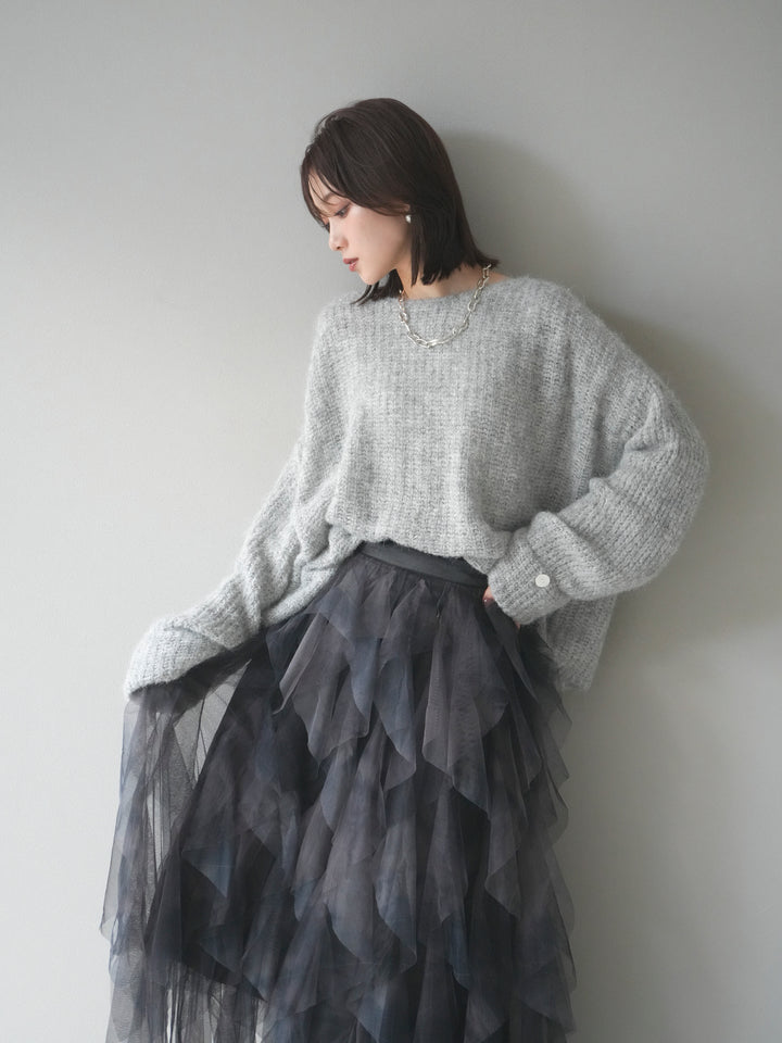 [予約]ラメミックスシャギーニットプルオーバー/lightgray