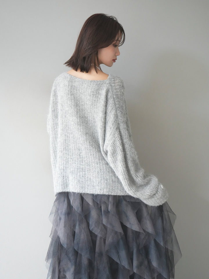 [予約]ラメミックスシャギーニットプルオーバー/lightgray