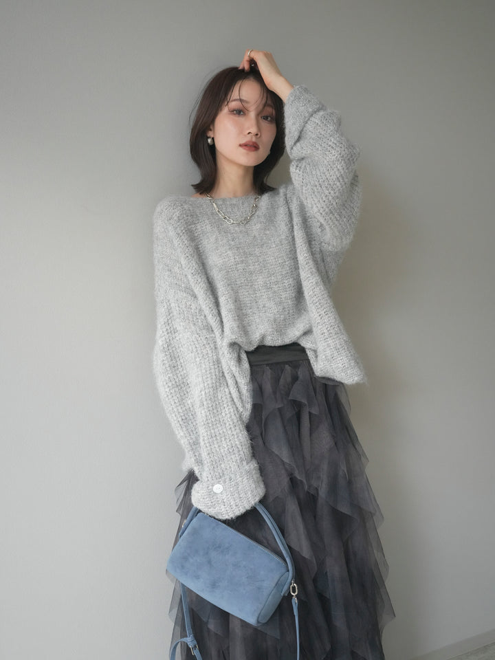 [予約]ラメミックスシャギーニットプルオーバー/lightgray