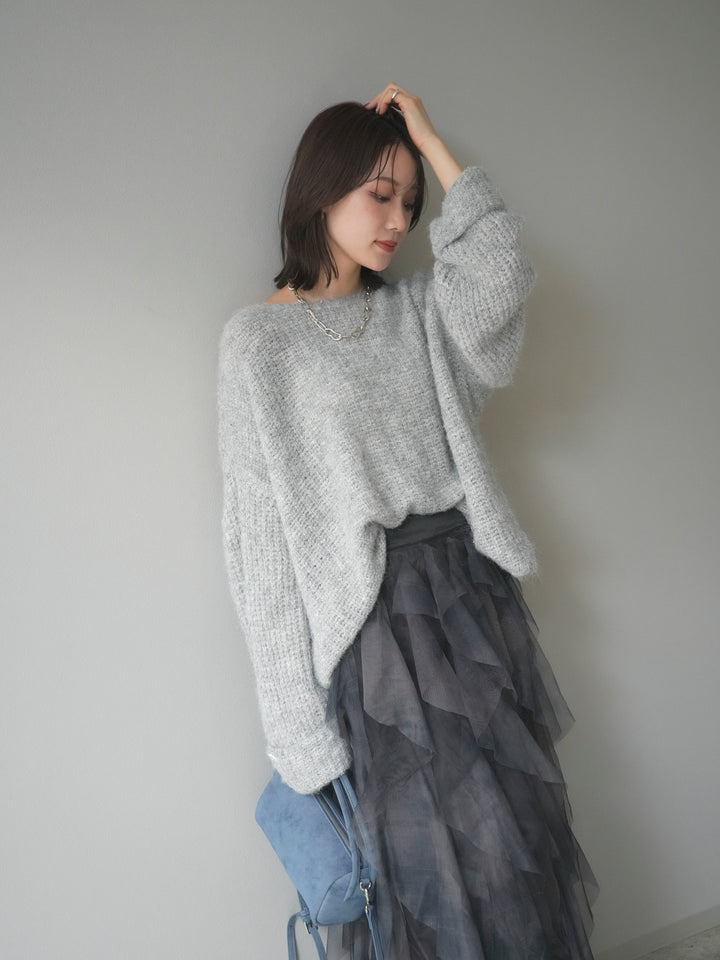 [予約]ラメミックスシャギーニットプルオーバー/lightgray