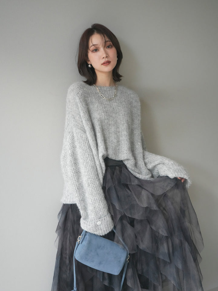 [予約]ラメミックスシャギーニットプルオーバー/lightgray