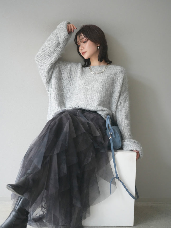 [予約]ラメミックスシャギーニットプルオーバー/lightgray