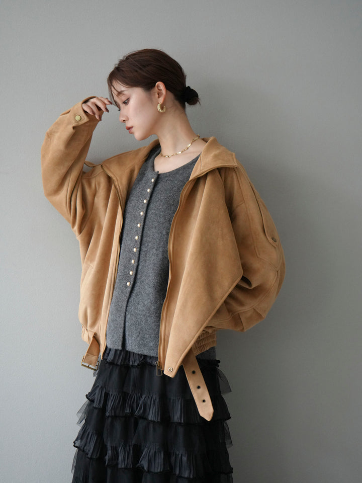 [予約]スエードライダースジャケット/ベージュ