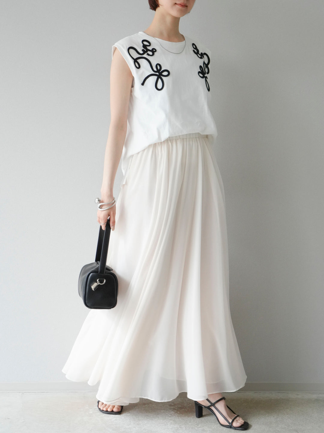 [予約]シフォンフレアスカート/アイボリー