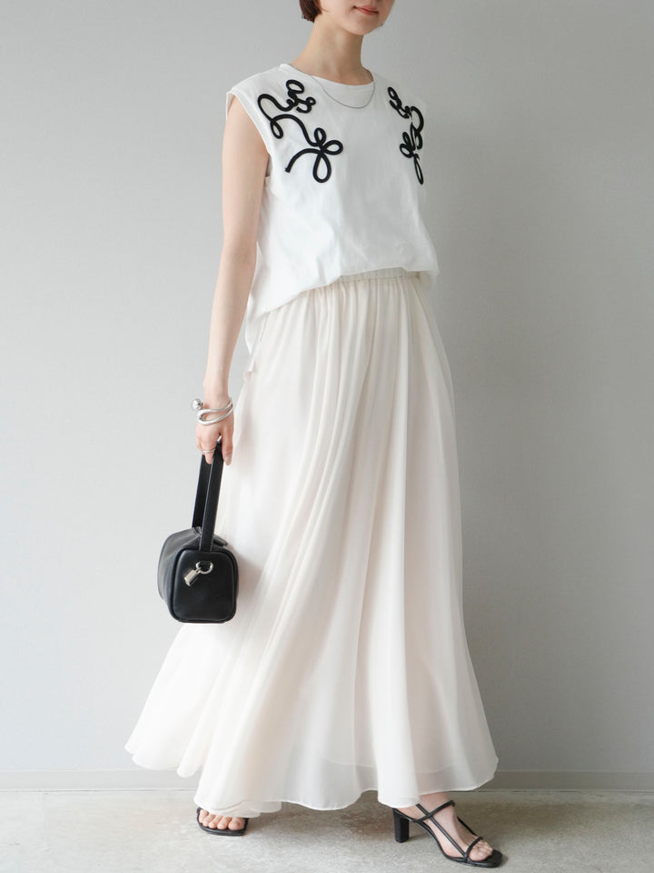 [予約]シフォンフレアスカート/アイボリー