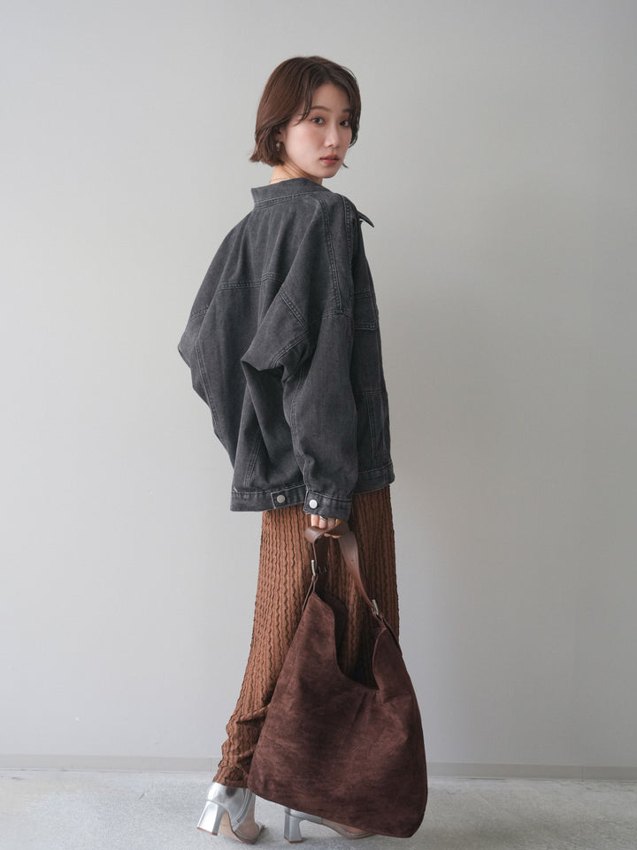 [予約]シャーリングジャガードノースリーブワンピース/brown