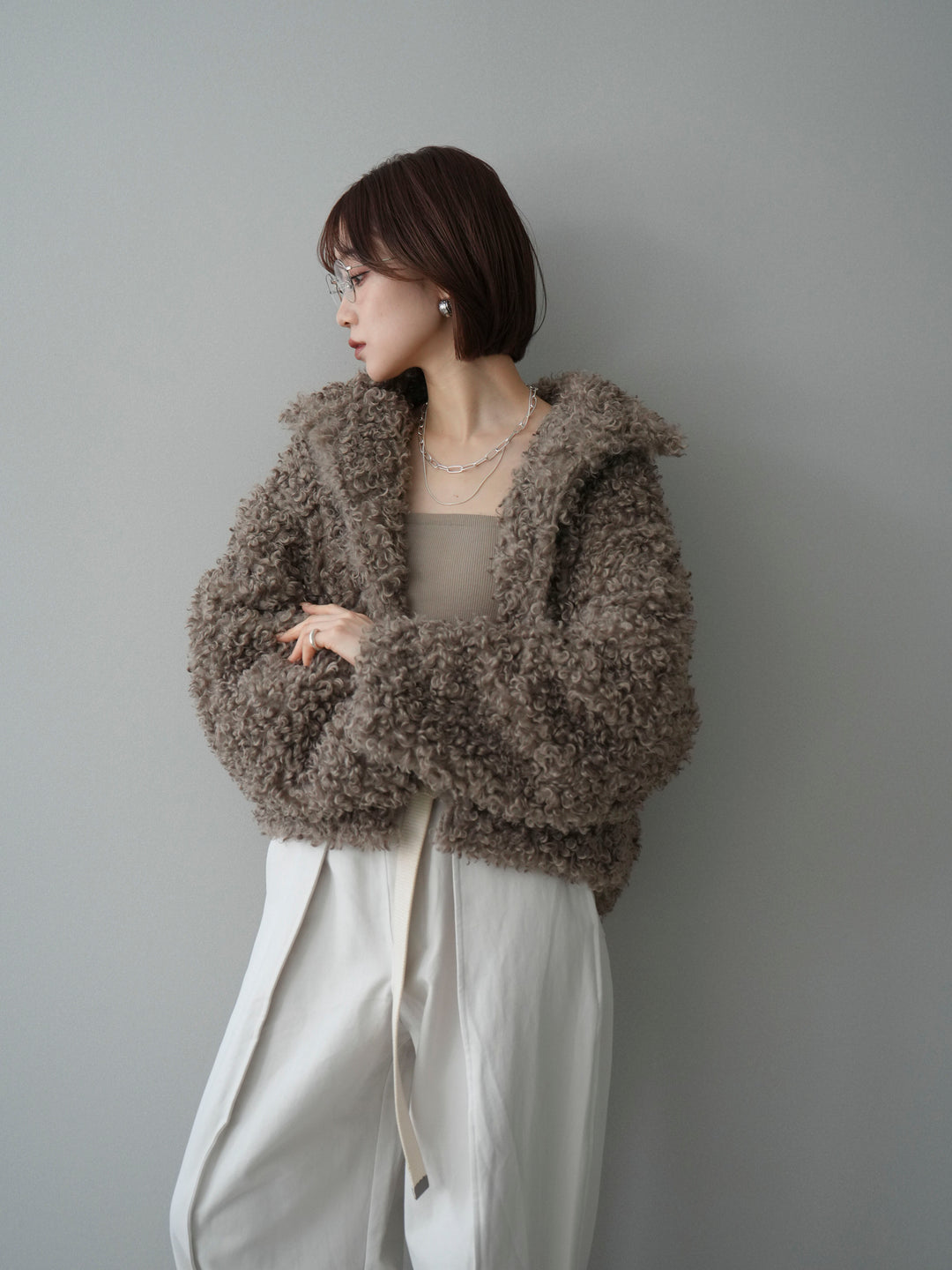 [SET]プードルファーミドルスタンドブルゾン+選べるアクセセット(2set)