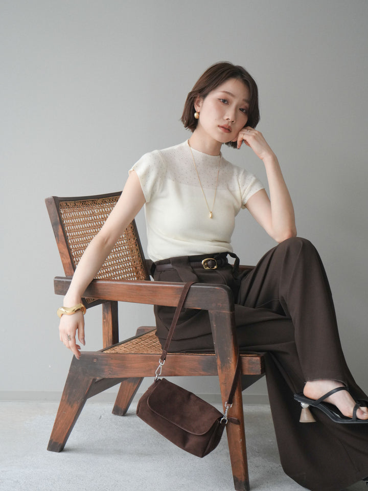 [SET]ビジューシアーフレンチニット+選べるアクセセット(2set)