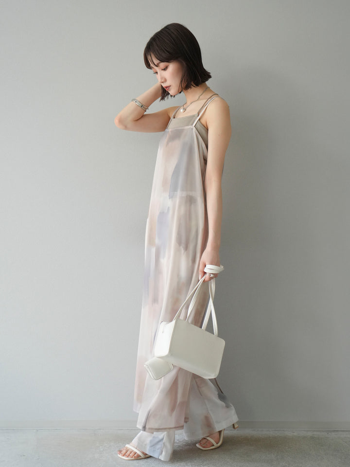 [SET]水彩アートシアーキャミワンピース+水彩アートイージーパンツ(2set)