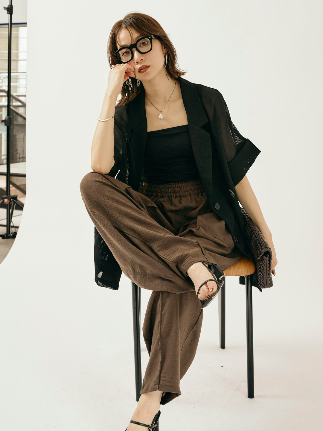 【Allure】[SET]メッシュハーフテーラードジャケット+メッシュハーフテーラードジャケット(2set)