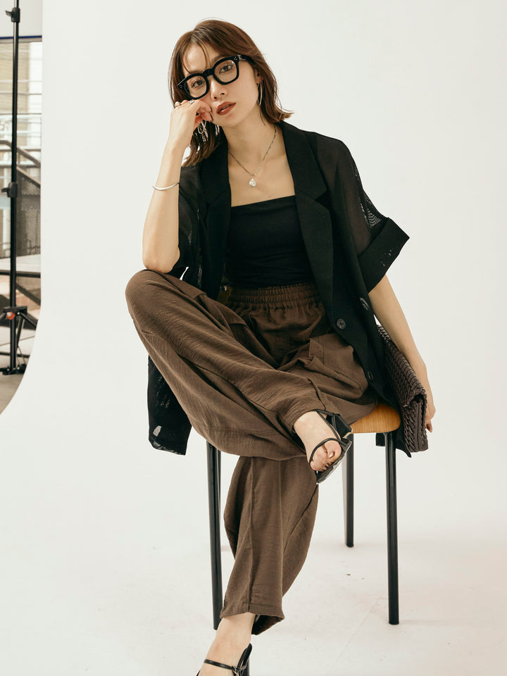 【Allure】[SET]メッシュハーフテーラードジャケット+メッシュハーフテーラードジャケット(2set)