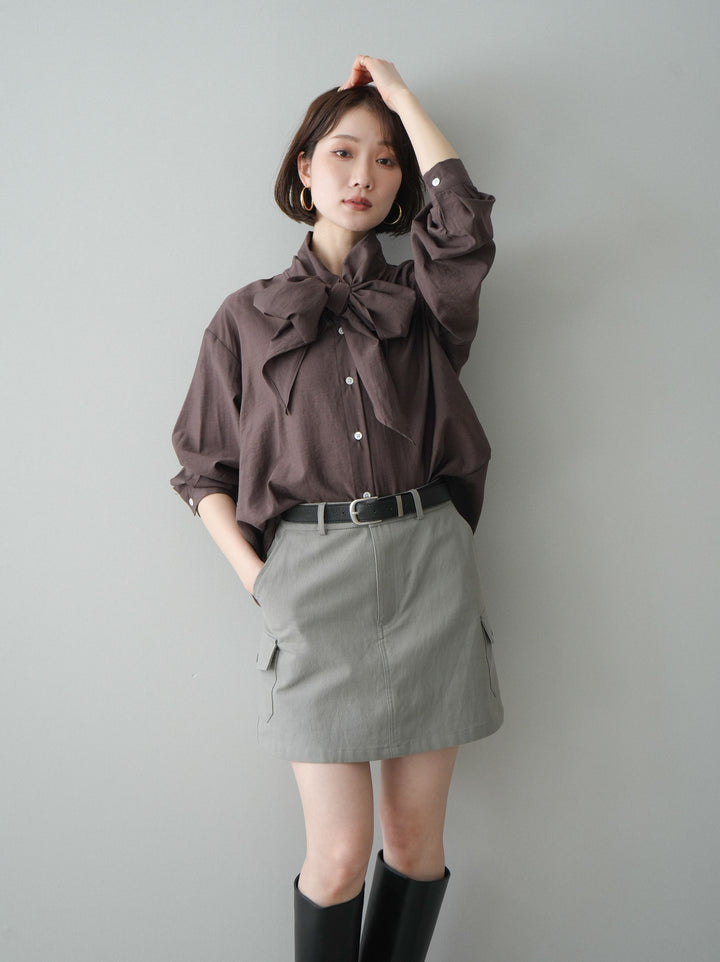 [予約]シアーボウタイブラウス/brown