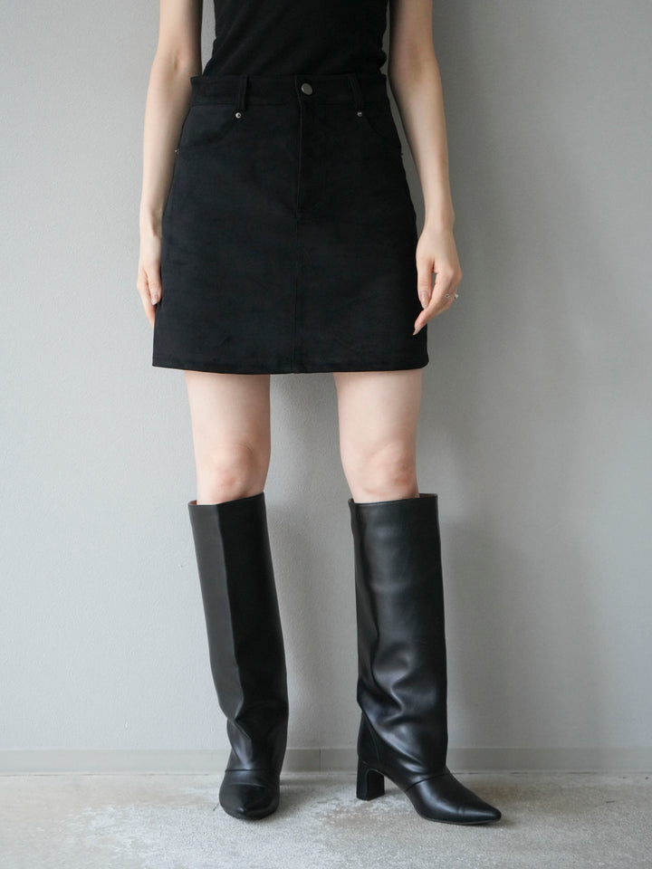 [予約]スエードペチパンツ付ミニスカート/ブラック