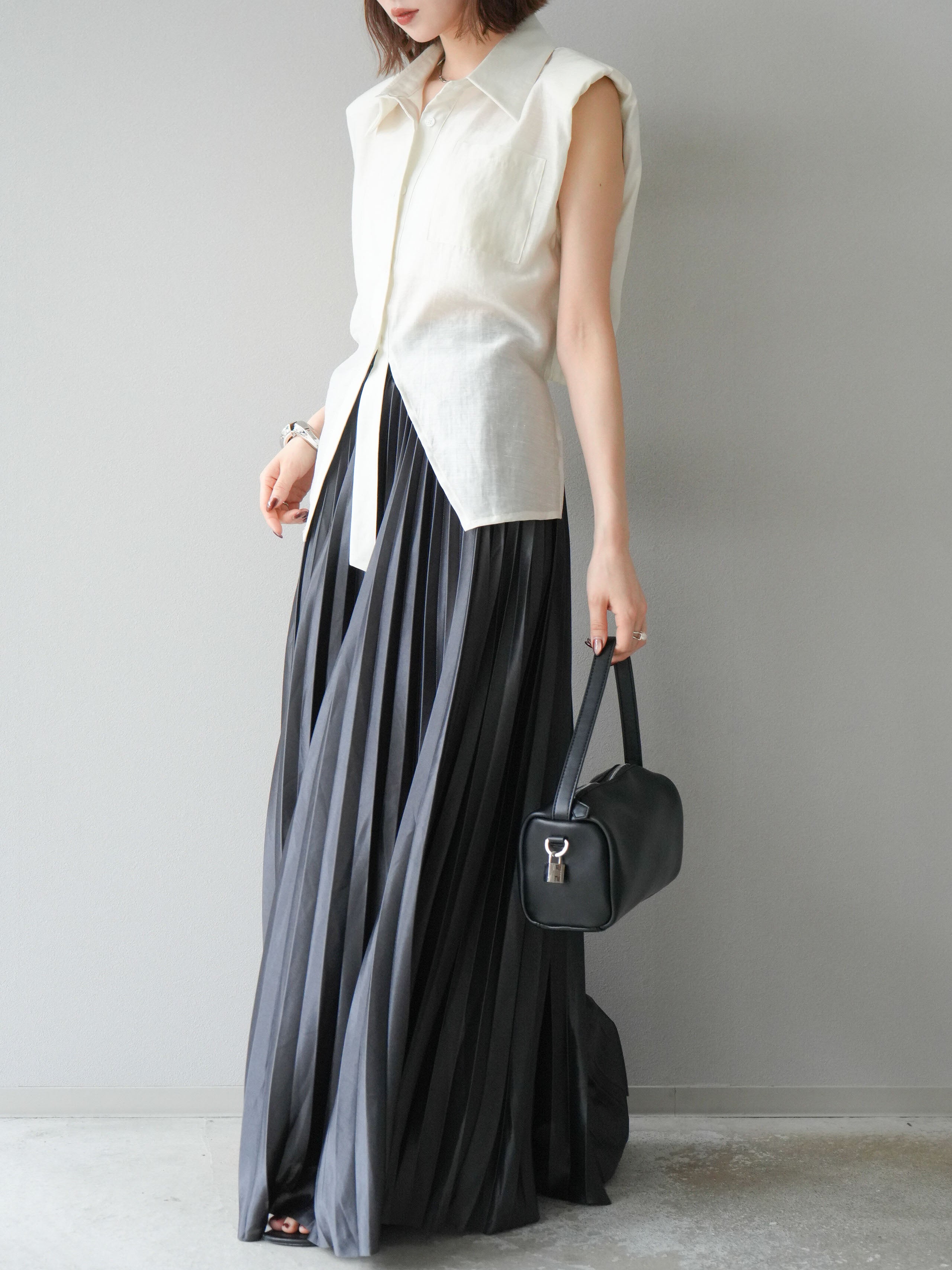 EQUALAND イコーランド リネン 麻 マキシスカート ブラック EQUALAND イコーランド リネン 麻 マキシスカート ブラック