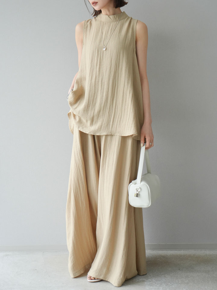 [SET]ホルターネックバックスリットブラウス＆スーパーワイドパンツSET UP(2set)