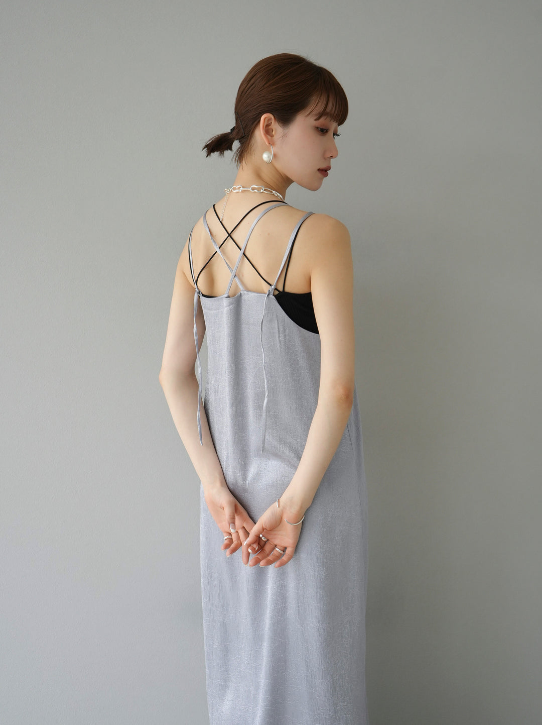 [Pre-order] Washer Satin Camisole Dress/Silver