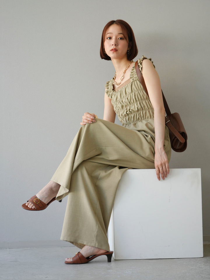 [予約]ヘザーエステルシャーリングサロペット/ベージュ