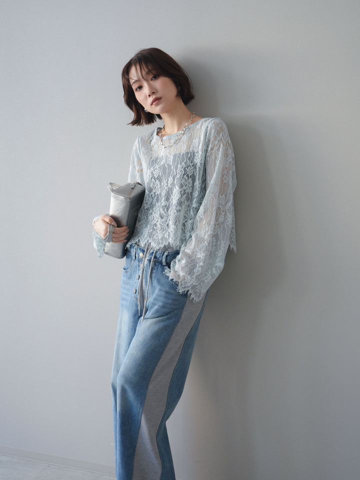 [SET]2WAYスリーブレーストップス+2WAYスリーブレーストップス(2set)