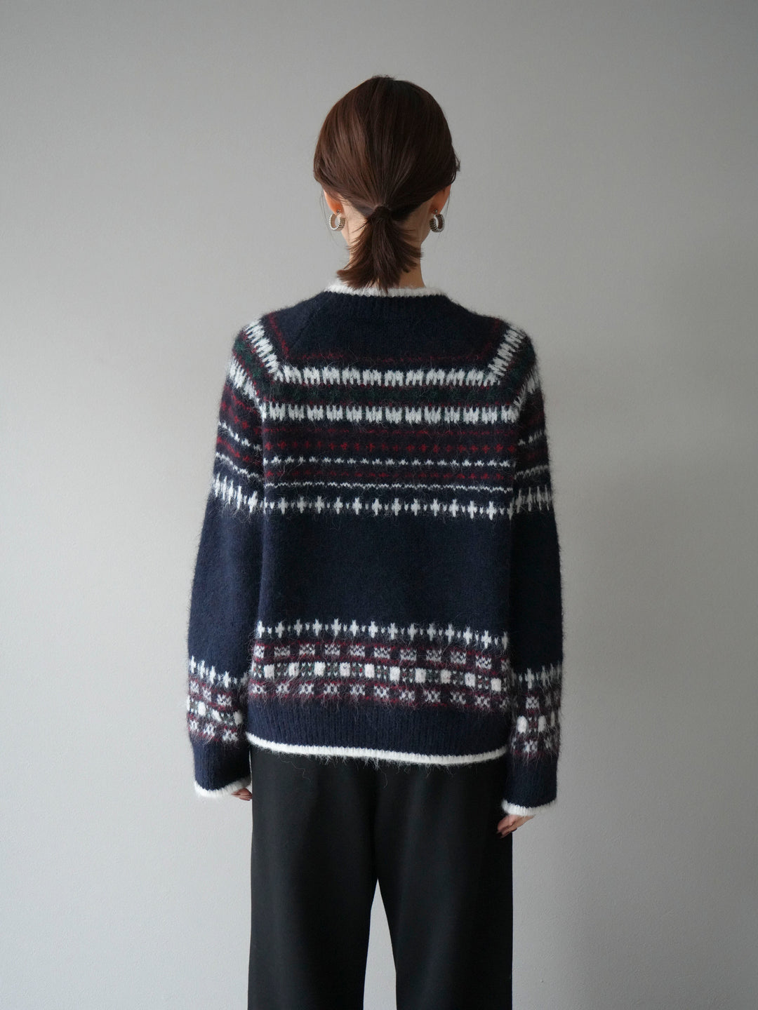 [SET]求心柄ウッドボタンニットカーディガン+選べるアクセセット(2set)